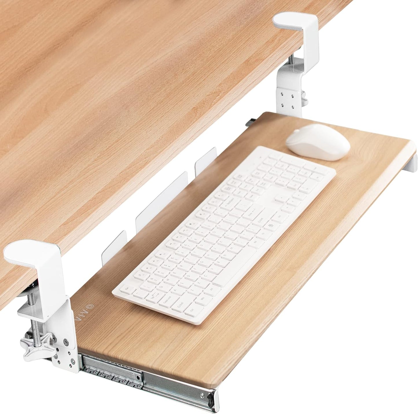 VIVO Large Height Adjustable Under Desk Keyboard Tray, C-clamp Mount System, 27 (33 Including Clamps) x 11 inch Slide-Out Platform for Typing, White, MOUNT-KB05HW