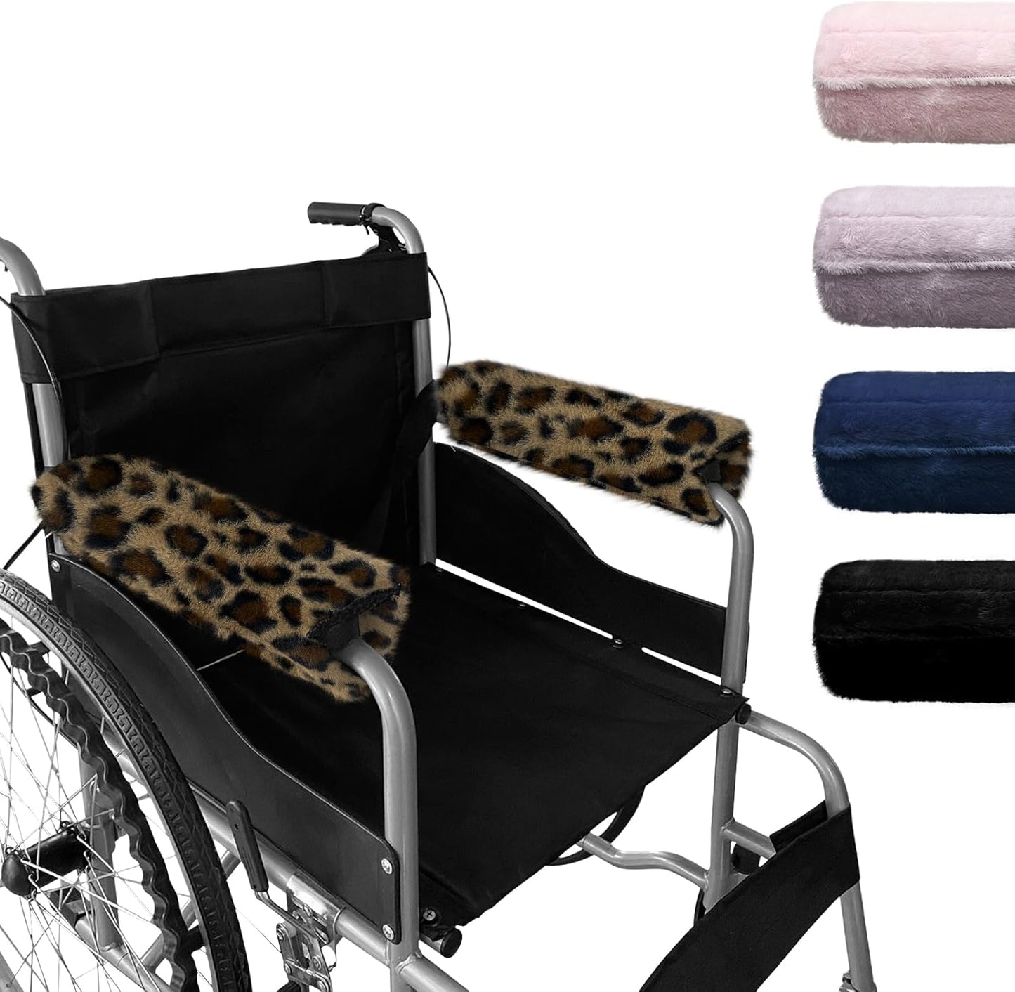 SPRING SEAON Wheelchair Armrest Covers 2 Pack Soft Memory Foam Wheelchair armrest Pads Wicking Washable for Office Transport Chair (Black)