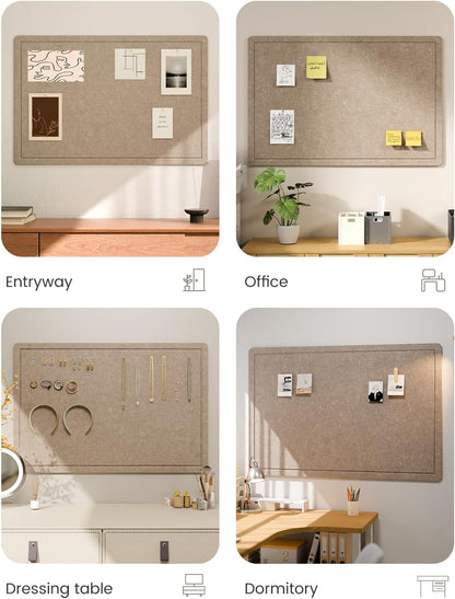 Fluxynara Bulletin Board, 23.6" x 17.5" Cork Board Alternative with 12 Safe Removable Adhesive Tabs, Foldable Felt Pin Board for Home Office, Classroom, Bedroom,Entryway for Walls—Sage