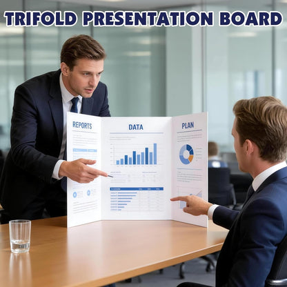 10 Pack Trifold Poster Board, 36in x 48in Corrugated Project Board, White Presentation Board, Trifold Display Board for School Project, Business Presentation, Science Fairs, Event Display