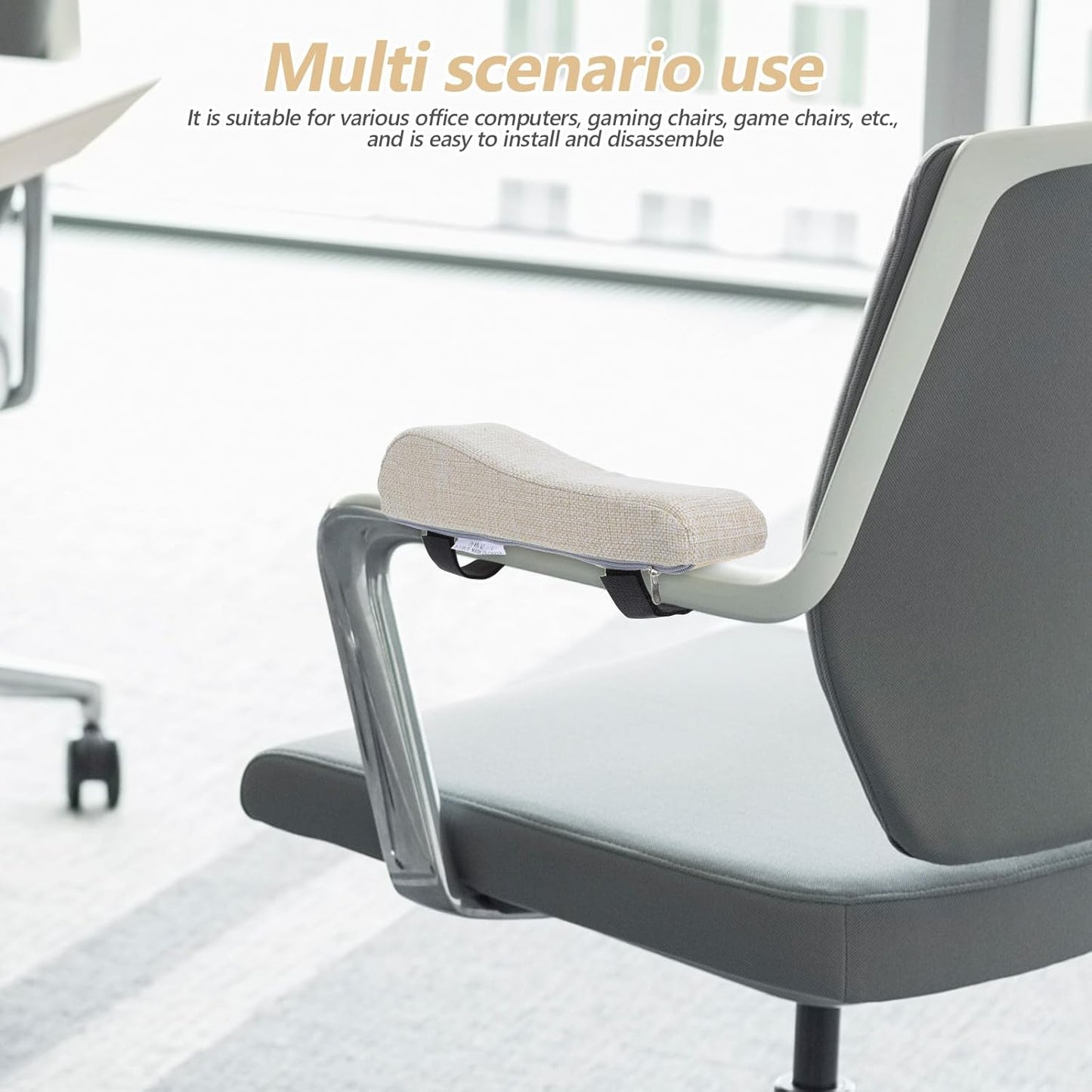 SEWACC 2pcs Office Chair Armrest Pads Adjustable Ergonomic Armrest Cushion for Gaming Desk Chairs - Washable Elbow Pillow with Non-Slip Strap for Home Office
