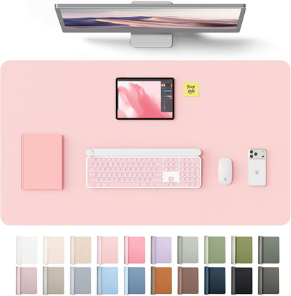YSAGi Leather Desk Pad Protector, Office Desk Mat, Large Mouse Pad, Non-Slip PU Leather Desk Blotter, Waterproof Laptop Desk Writing Pad for Office and Home (23.6" x 13.8", Eggshell) - Colors B