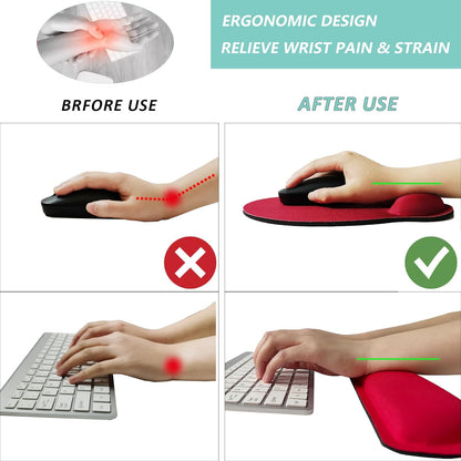 Keyboard Wrist Rest Pad Mouse Pad with Wrist Support Set of 3, Mousepad with Non-Slip Rubber Base, Ergonomic Memory Foam Mouse Wrist Cushion Support for Home Office Laptop Computer Gaming, Forest