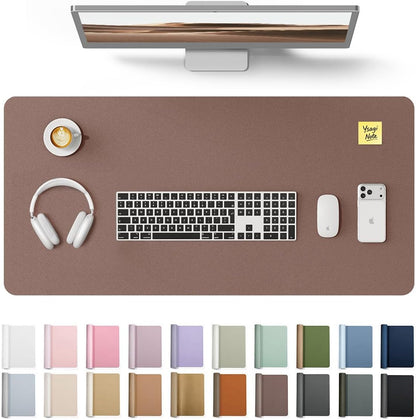 YSAGi Leather Desk Pad Protector, Office Desk Mat, Large Mouse Pad, Non-Slip PU Leather Desk Blotter, Waterproof Laptop Desk Writing Pad for Office and Home (23.6" x 13.8", Eggshell) - Colors A