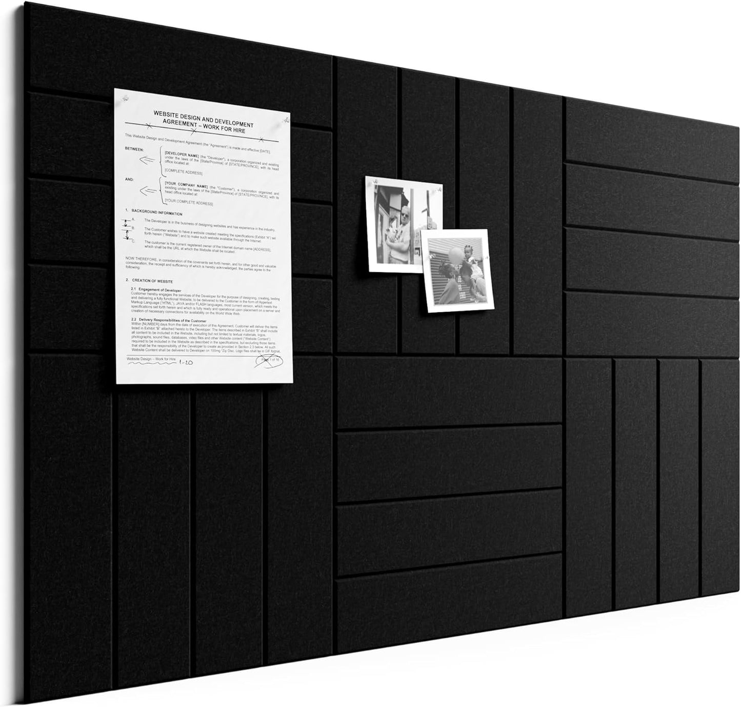 Bumusty Large Cork Board Alternative-48 x 36" Felt Bulletin Board Tiles, with 30 Pushpins, 70 Adhesive Tabs, Bold-Stripe 12-Pack, Cork Boards for Office Push Pin Board Felt Board-Carbon Blue