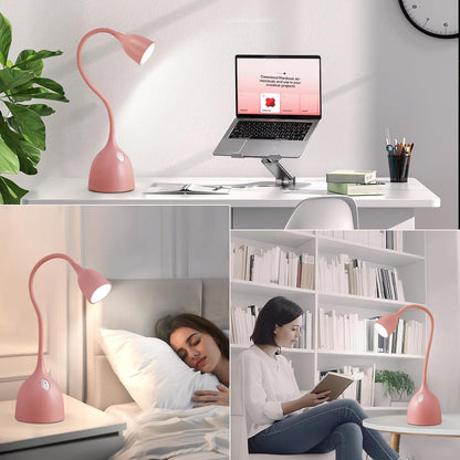 EJIAXIN Desk Lamp for Home Office - Clip on Reading Light and Bed Headboard Clamp Lamp, Bedside Gooseneck Table Lamp, Clip on Desk Lamps, Eye-Caring Desk Lamp for College Dorm Room Study Lamp, White