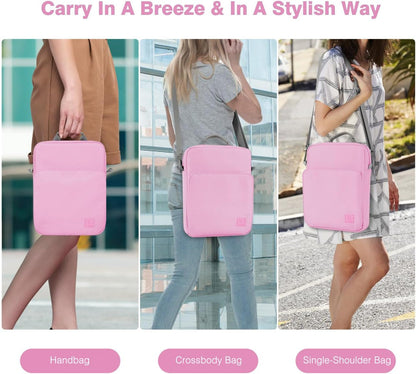 Dadanism 9-11 Inch Tablet Sleeve Bag Carrying Case with Shoulder Strap for iPad (A16) 11", iPad 10th Gen 10.9", iPad Air M4/Pro M5 11", iPad 9/8/7th 10.2", Galaxy Tab A11+ Plus 11", Cloudy Pink