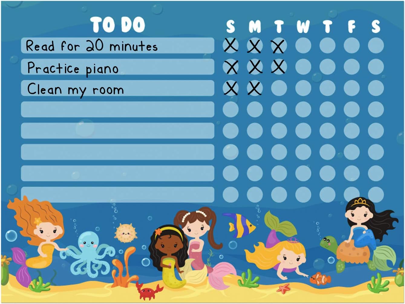 Dry Erase Whiteboard Task & Habit Tracker | Removable and Restickable Adhesive Decal | Fine-Tip Magnetic Marker Included | 9” x 12”