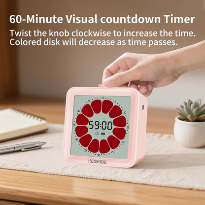 Visual Timer for Kids and Adults,LCD Digital 60-Minute Countdown Timer Silent Classroom Timer, Time Management Tool for Home, School, or Work