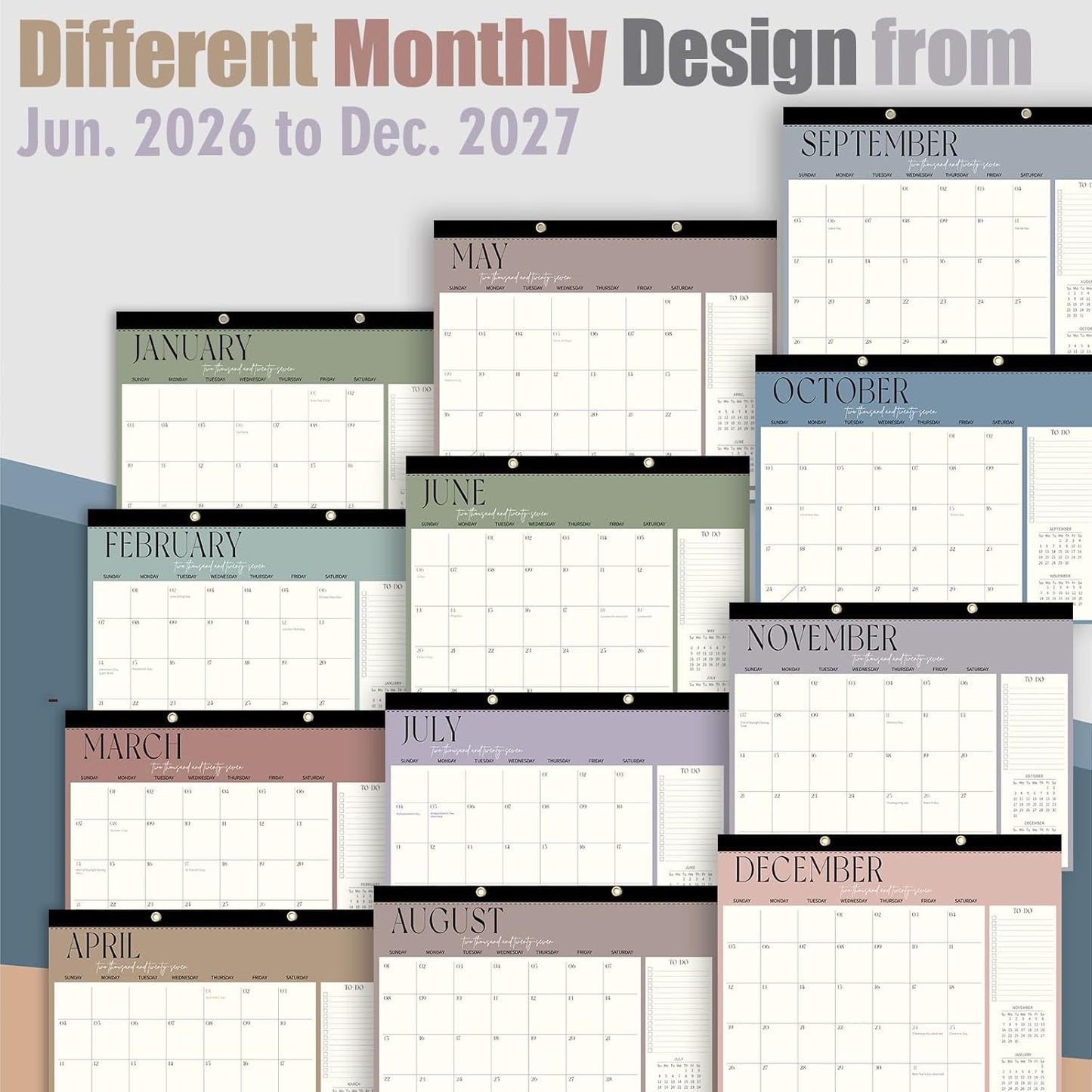 Guasslee Desk Calendar 2026-2027(Jun. 2026 - Dec. 2027), 19-Month School Year Compact Desktop & Wall Calendar, 14" x 11" Thick Paper Monthly Planner for Small Space, Home Office, Dorm & School
