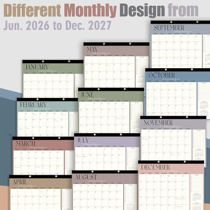 Guasslee Desk Calendar 2026-2027(Jun. 2026 - Dec. 2027), 19-Month School Year Compact Desktop & Wall Calendar, 14" x 11" Thick Paper Monthly Planner for Small Space, Home Office, Dorm & School