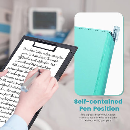 Portable Foldable Nursing Clipboard, Folding Metal Clipboard Pocket Size, Whitecoat Clipboard Nurse Edition Trifold, Occupational Therapy Clipboard for Doctors（Pink）