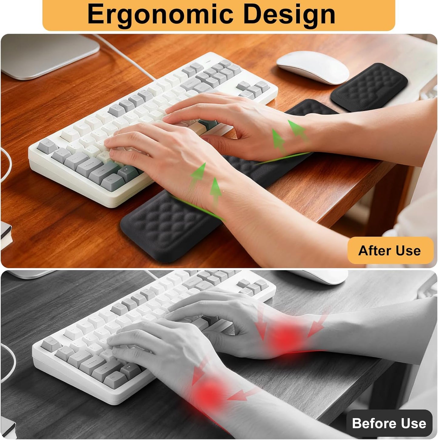 Keyboard Wrist Rest Mouse Wrist Support, Memory Foam Wrist Rest Pad for Computer Laptop, Ergonomic Wrist Cushion Support for Typing Pain Relief, Gaming Home Office, Purple