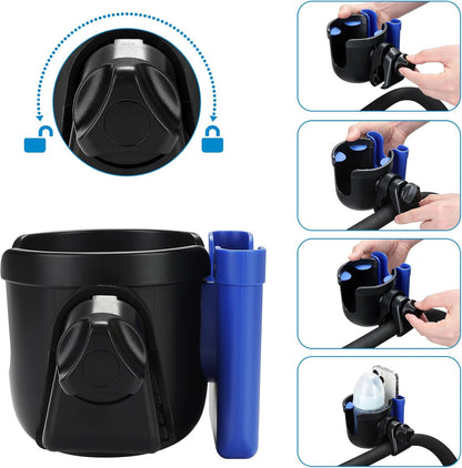 Accmor 2-in-1 Walker Cup Holder with Phone Holder, Wheelchair Cup Holder, Rollator Cup Holder, Cup Phone Holder for Walker, Wheelchair, Rollator, Mobility Scooter
