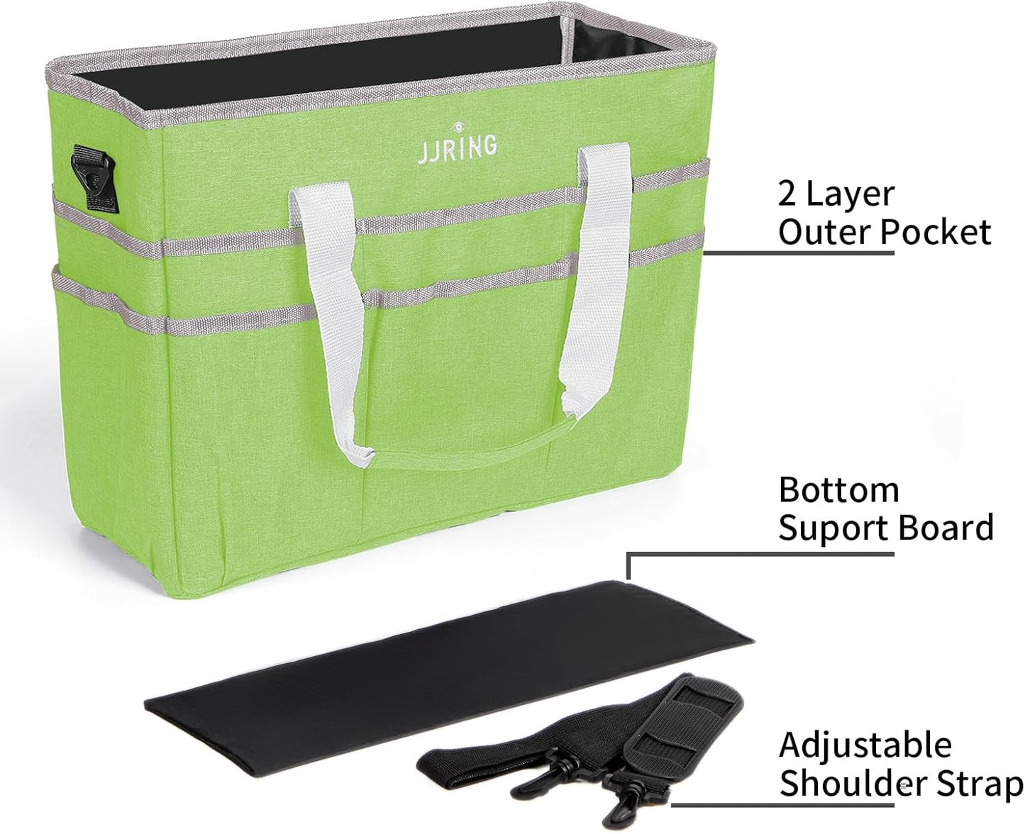 JJRING Craft Organizer Tote Bag for Art Storage, Caddy with Multiple Pockets, Bluish Green Sewing Bag for Scrapbooking, School, Medical, and Office Supplies