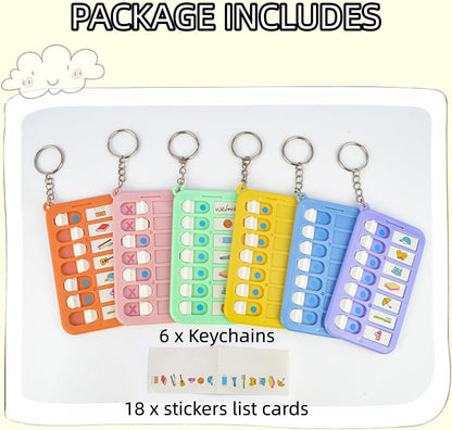 Chore Planning Chart Key Chains 6Pcs Chore Schedule Key Rings Daily Weekly Memo Checklist Boards with 18pcs List Cards Stickers for Kids Adults Habit and Behavior Planner Tracker