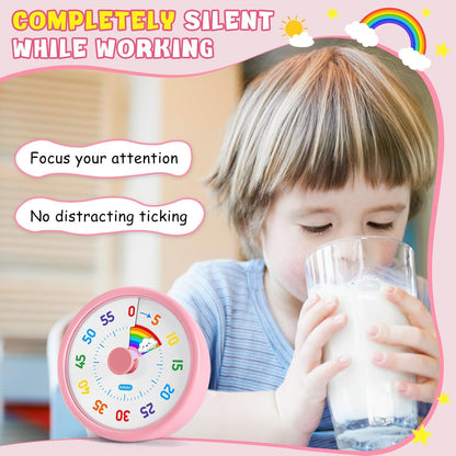 HIPPIH Visual Timer for Kids, 60 Minute Countdown Timers for Classroom Kitchen Office, Rainbow Disk Desk Timer Clock with Silent Operation, Pomodoro Timer Time Management Tools for Toddler ADHD Blue