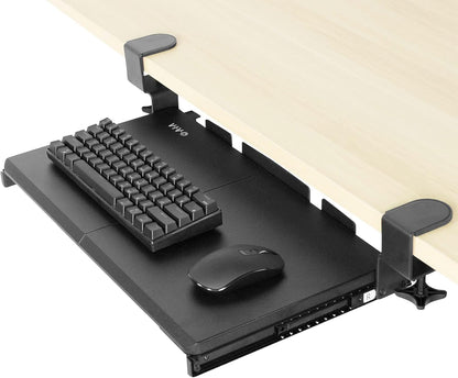 VIVO Large Keyboard Tray Under Desk Pull Out with Extra Sturdy C Clamp Mount System, 27 (33 Including Clamps) x 11 Inch Slide-Out Platform Computer Drawer for Typing, Black, MOUNT-KB05E