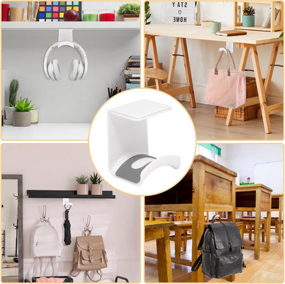 1Pcs White ABS Plastic Headphone Stand Hanger, Hanging Headset Holder Hook Under Desk, Adhesive Earphones Hangers for Desk Headphone Hanger, Most Headphones and Controller
