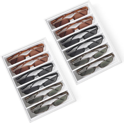 Velvet Sunglass Organizer Tray, Stackable Glasses Case for Drawer, Eyeglasses Watches Jewelry Display Holder Women Men