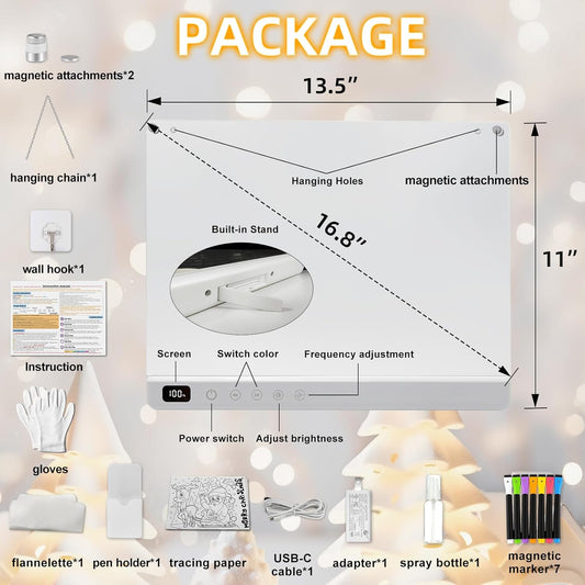 Rechargeable Led Drawing Board for Kids, Light Up Drawing Pad with 8 Color 6 Modes, Neon Glow Dry Erase Board with Built-in Stand, 7 Markers & Tracing Book, Gifts for Christmas Birthday Gifts Presents