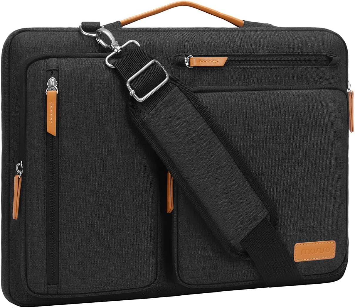 MOSISO 360 Protective Laptop Shoulder Bag,15-15.6 inch Computer Bags Compatible with MacBook Pro 16 inch, HP, Dell, Lenovo, Asus Notebook,Side Open Messenger Bag with 4 Zipper Pockets, Gray