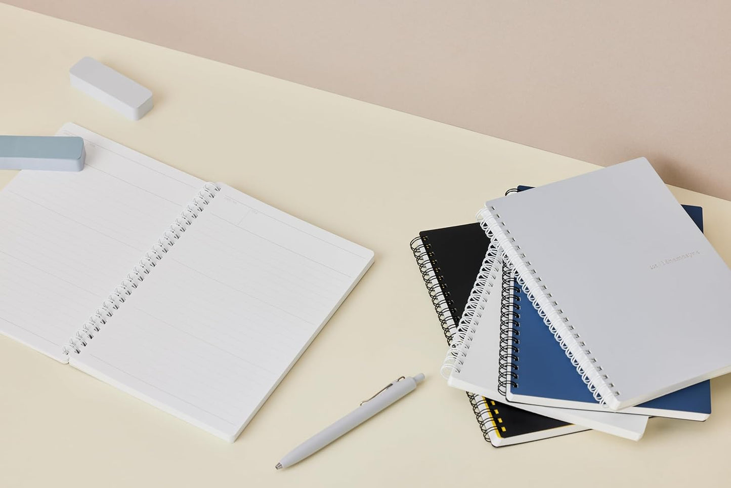 Maruman Mnemosyne Lined Notebook- Vertical A5, 5.83" x 8.27", 70 Sheets / 140 Pages, 7mm College Ruled With Center Line Journal, Perforated Pages & Wire-Bound to Lay Flat, Black, Made in Japan - Colors A