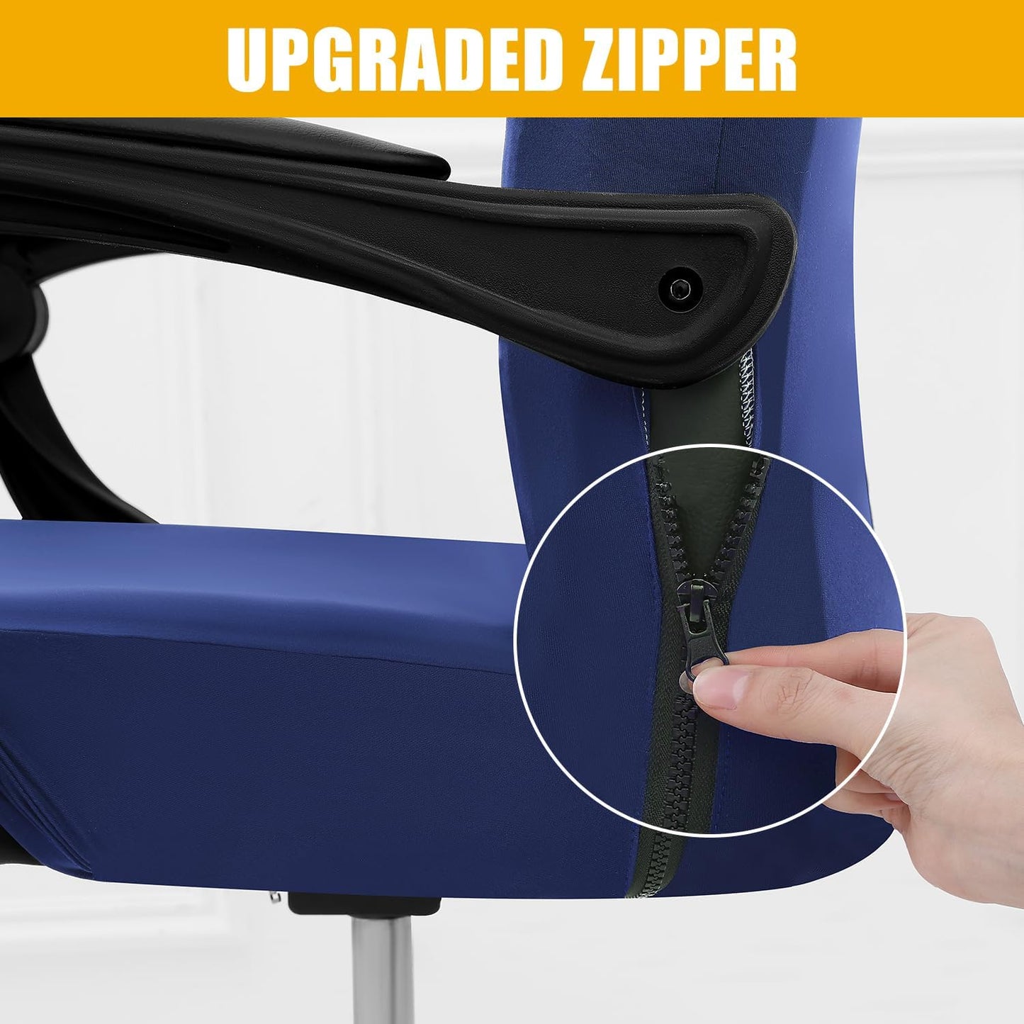 Smiry Stretch Printed Office Chair Armrest Covers, 2 Pcs Soft Fit Removable Washable Computer Desk Chair Arm Covers Protector, Black