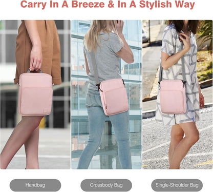 Dadanism 9-11 Inch Tablet Sleeve Bag Carrying Case with Shoulder Strap for iPad (A16) 11", iPad 10th Gen 10.9", iPad Air M4/Pro M5 11", iPad 9/8/7th 10.2", Galaxy Tab A11+ Plus 11", Cloudy Pink