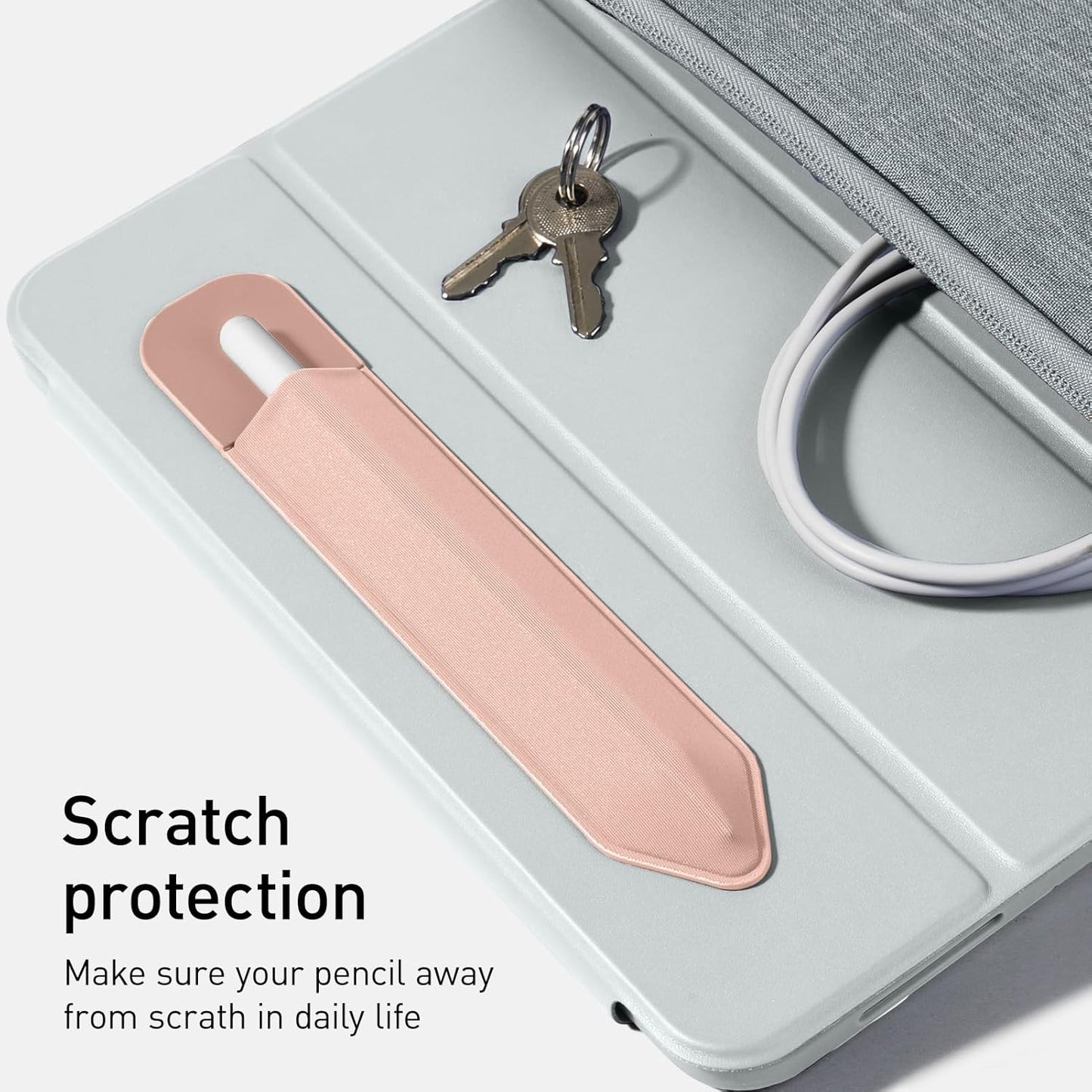 DTTO Pencil Holder for Apple Pencil 2nd & 1st Generation Case, New Apple Pencil Pro & USB-C Sleeve, Ultra-Thin Elastic Stylus Protective Pouch with Adhesive Attached to iPad, Pink Gold