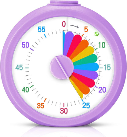 Mwellewm Visual Timer for Kids, 60 Minute Time Digital Pomodoro Timer Countdown with Silent Pause Function for Classroom Kitchen Study Cooking Meetings ADHD Rainbow Pattern(Blue)