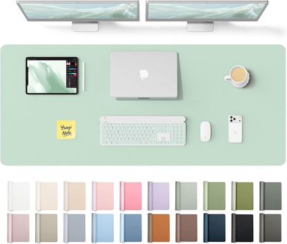YSAGi Leather Office Desk Pad Protector, Large Mouse Pad, Non-Slip, PU Leather, Laptop Desk Blotter, Waterproof Writing Pad for Office and Home, Black, 23.6" x 13.8" - Colors A