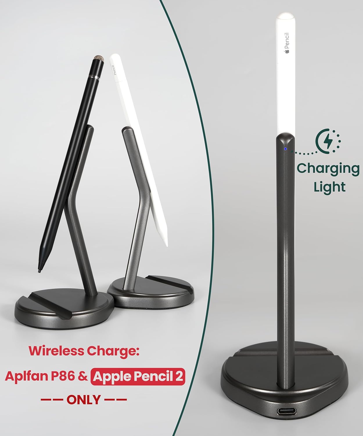 Magnetic Charger Stand for Apple Pencil 2nd Generation Only: Elegant 2-in-1 Wireless Charging Stand & Groove Holder for iPad Pencil 2nd Gen–Perfect Charging, Storage, and Desktop Decor Partner