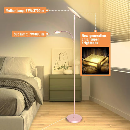marctronic Floor Lamps for Living Room, 44W/4500LM Super Bright 2 in 1 LED Floor Lamp with Remote, Stepless Dimmable, 69" Tall Standing Floor Lamp with Bendable Reading Light for Bedroom Office