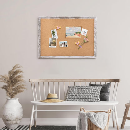Cork Board Bulletin Board, 11.8x8.6 inches Mini Decorative Hanging Framed Cork Boards for Walls, Pin Board Vision Board for School Home Office, Bulletin Board with Wooden Frame(2230,WH,1p)