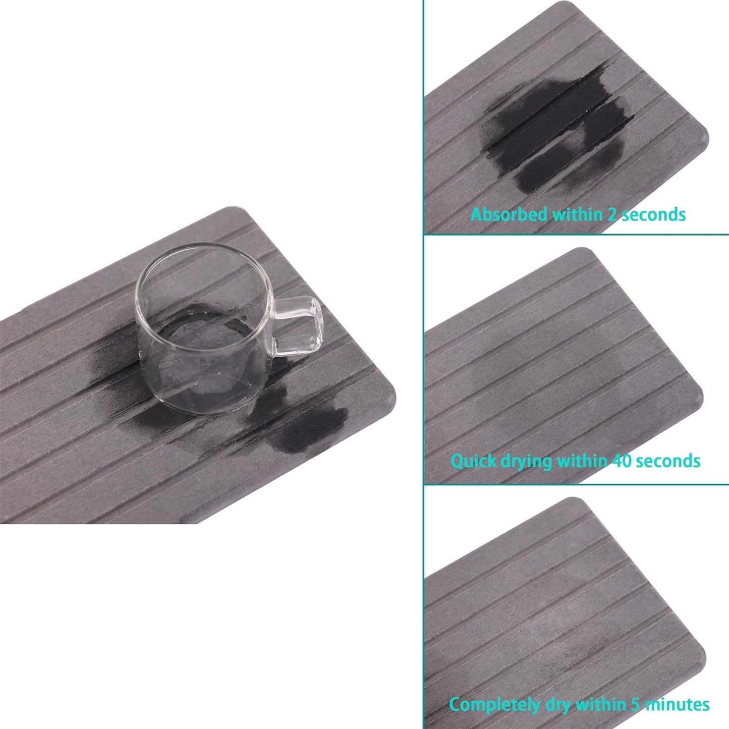 NiuYichee 2 PCS Water Absorbent diatomite Coasters, 8.3" x 4" Water Absorbing Stone Tray for Sink, Stone Drying mat for Kitchen Counter, Stone soap Tray Used for Hand Soaps & toiletries & Plants