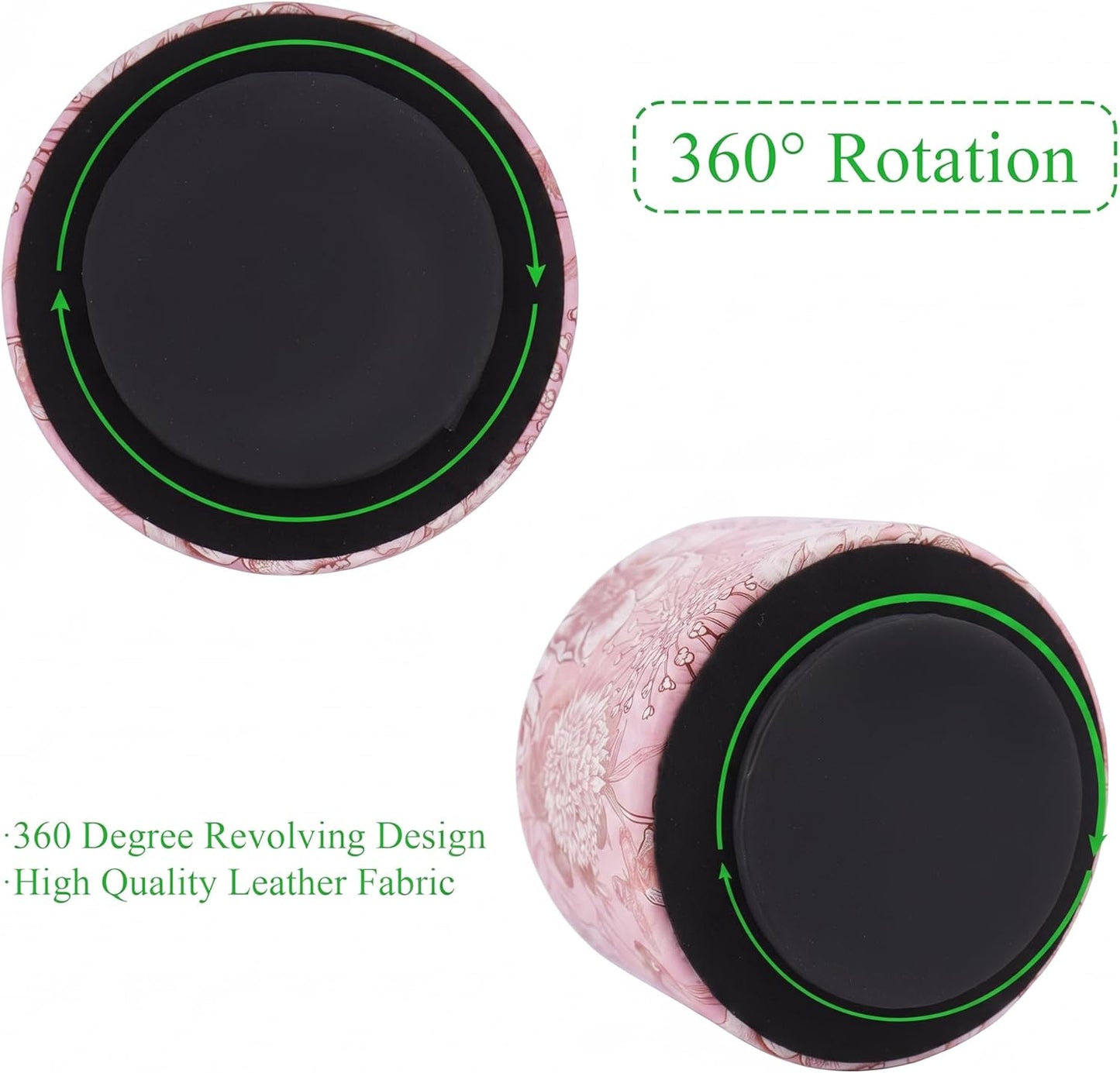 Round Leather Art Supply Organizer,Remote Control Holder,360 Degree Rotating,Multi-Functional Pencil Holder,4 Compartments Desktop Stationary Organizer(1-Fractal Flower) | Round - Colors C