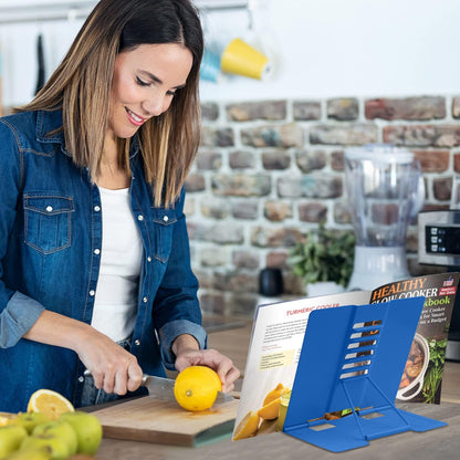 Honagu Book Stand Metal Desk Book Holder, Book Holders for Reading Hands Free, Adjustable Cookbook Documents Holder, Portable Bookstand for Music Books, Textbook, Recipe, Tablet, Ipad (Black)