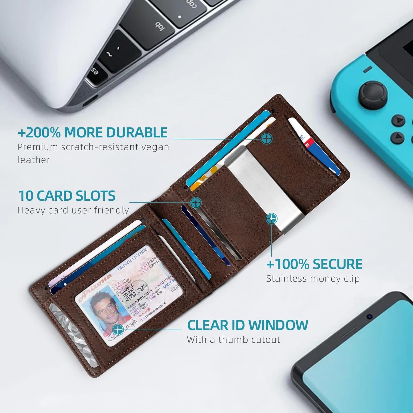 Zitahli Men's Wallets Airtag Holder Slim Rfid Leather with Gift Box