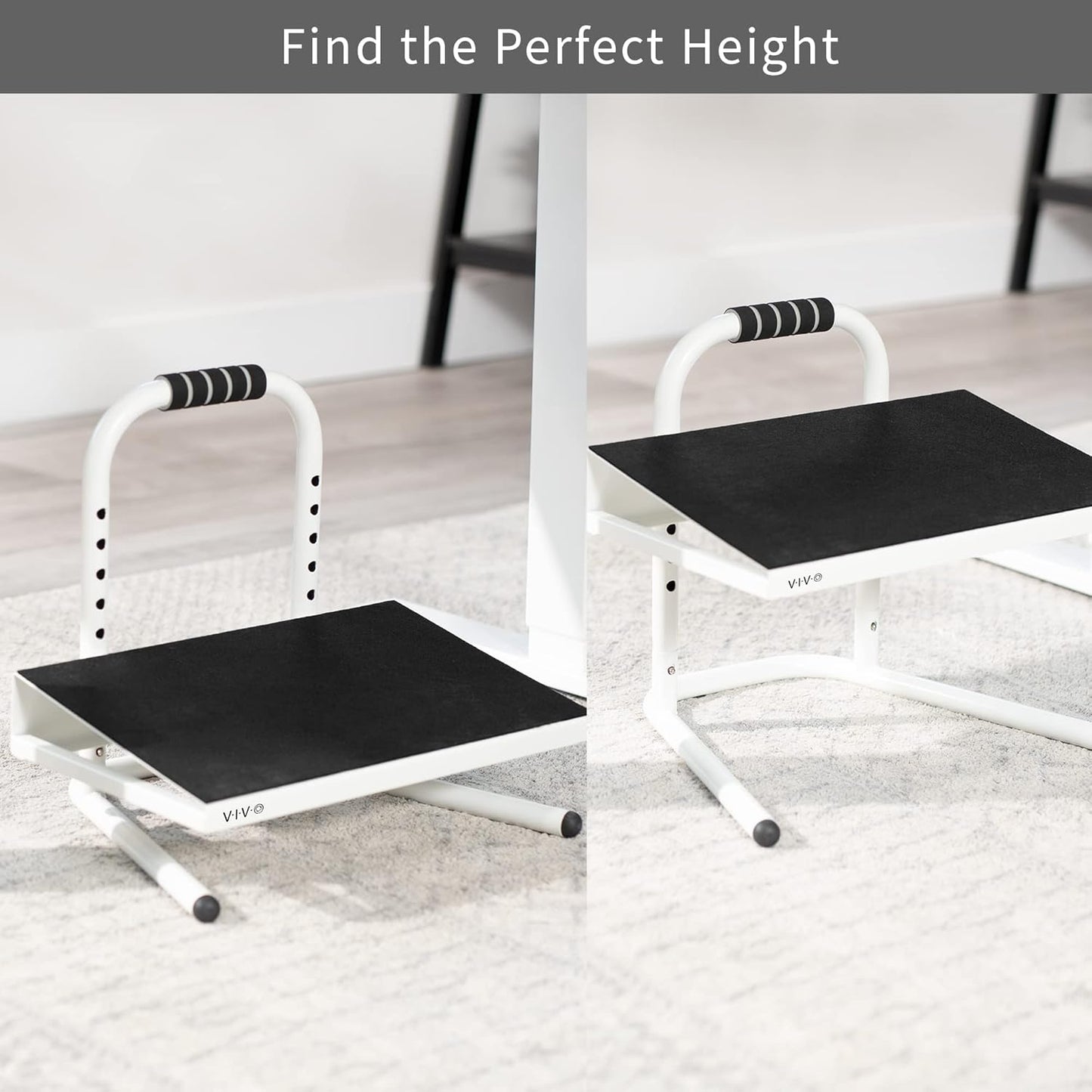 VIVO Ergonomic Height Adjustable Foot Rest Relief Platform, Elevated Stool for Comfortable Sit to Stand Workstation, Non-Slip Surface, Portable, Home Office Classroom Use, Black, STAND-FT01