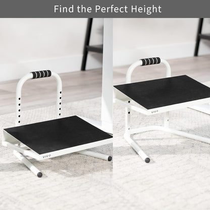 VIVO Ergonomic Height Adjustable Foot Rest Relief Platform, Elevated Stool for Comfortable Sit to Stand Workstation, Non-Slip Surface, Portable, Home Office Classroom Use, Black, STAND-FT01