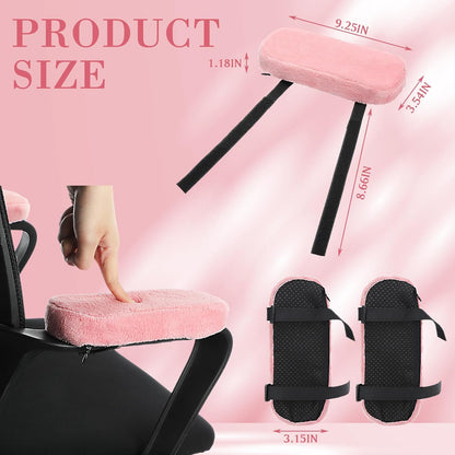 Threlaco 2 Pcs Office Chair Armrest Pads Soft Foam Office Chair Arm Covers Fluffy Flannel Gaming Armchair Armrest Cushion for Elbows and Forearms Support Pressure Relief(Gray)
