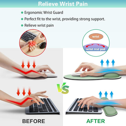 Ergonomic Keyboard Wrist Rest, Mouse Pad with Wrist Rest Anime, Cat Gaming Mousepad with Wrist Support, Memory Foam Wrist Rest Set for Computer Keyboard, Funny Cute Office Desk Accessories