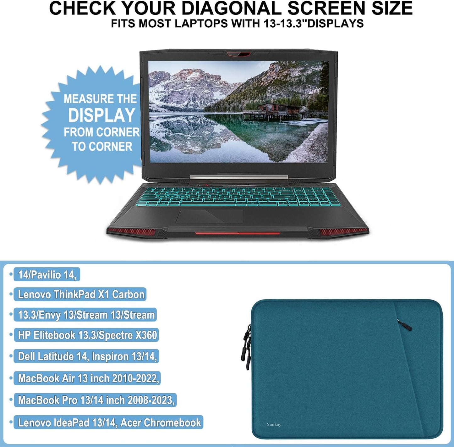 Laptop Sleeve Case 13.3 inch, Shockproof Protective Computer Cover with Accessories Pocket, Portable Laptop Bag Compatible with MacBook Air/Pro 13-13.3 inch, Compatible for MacBook Pro 14 inch, Black | Shockproof