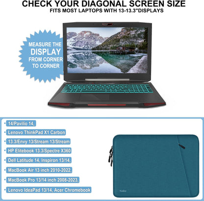 Laptop Sleeve Case 13.3 inch, Shockproof Protective Computer Cover with Accessories Pocket, Portable Laptop Bag Compatible with MacBook Air/Pro 13-13.3 inch, Compatible for MacBook Pro 14 inch, Black | Shockproof