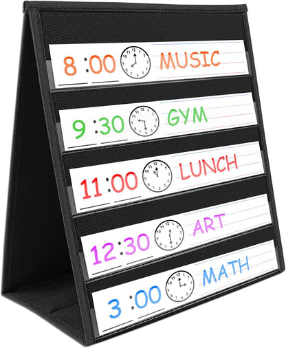 EAMAY Magnetic Desktop Tabletop Stands Pocket Chart Foldable Small Dry Erase Board Classroom Tool for Kids Education (12W*15L, Magnetic)