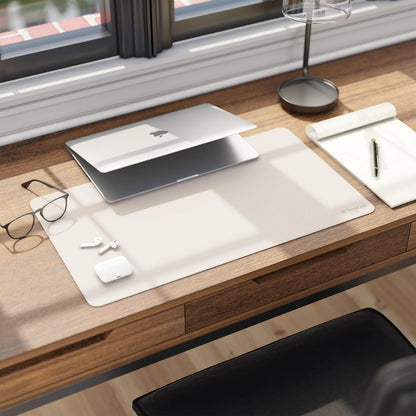 Smead Desk Pad, Vegan Leather Desk Mat with Non-Slip Faux Suede Backing, Perfect Desk Organizer for Office Decor, 31.5” x 15.7” Medium, Sandstone (64831)