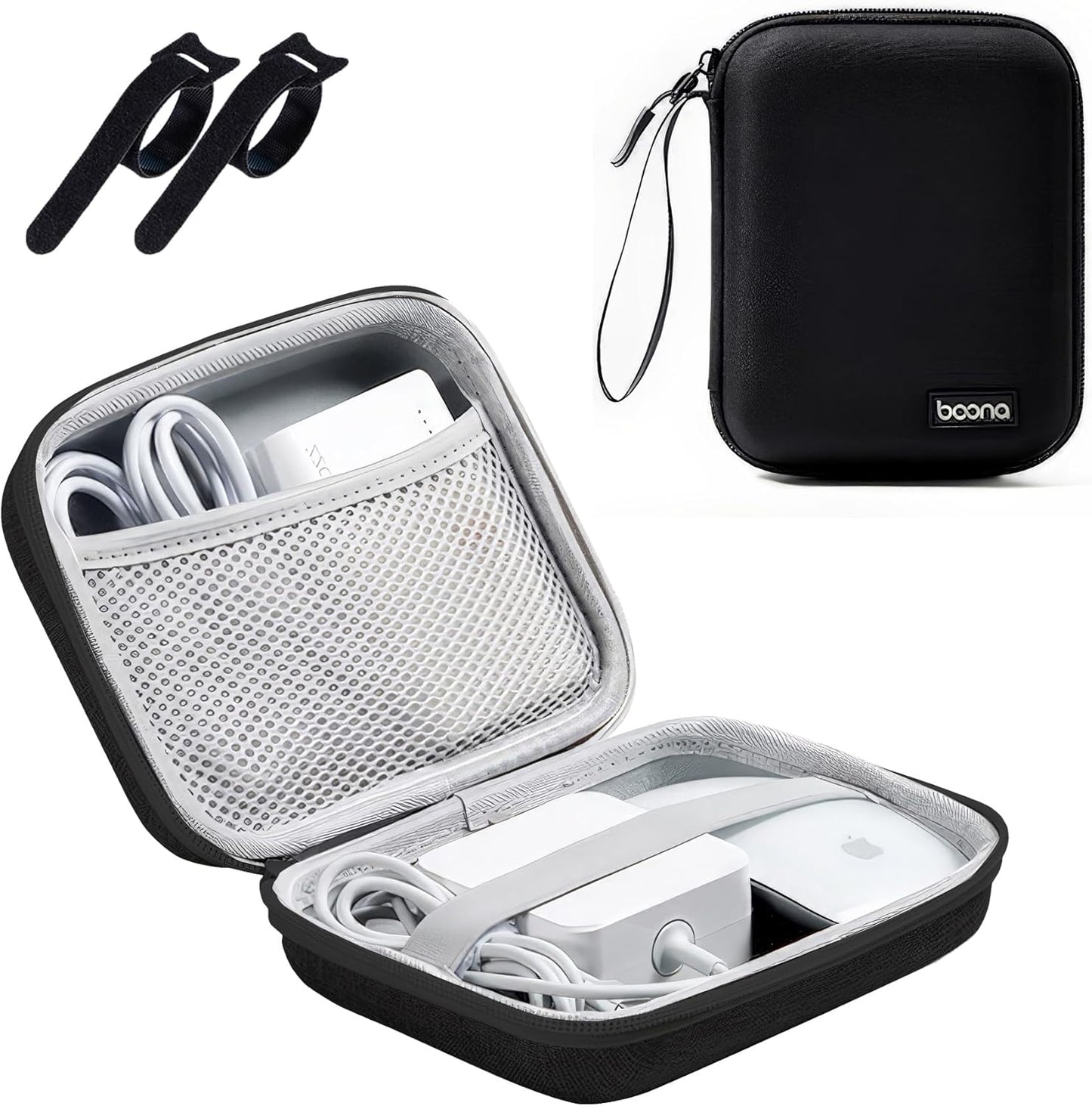 Small Travel Carrying Storage Case, 4.4"x4.4" Charger Organizer, Pouch compatible with MacBook Power Adapter, Laptop Accessories Cables, Cords, USB Drives, Earphones
