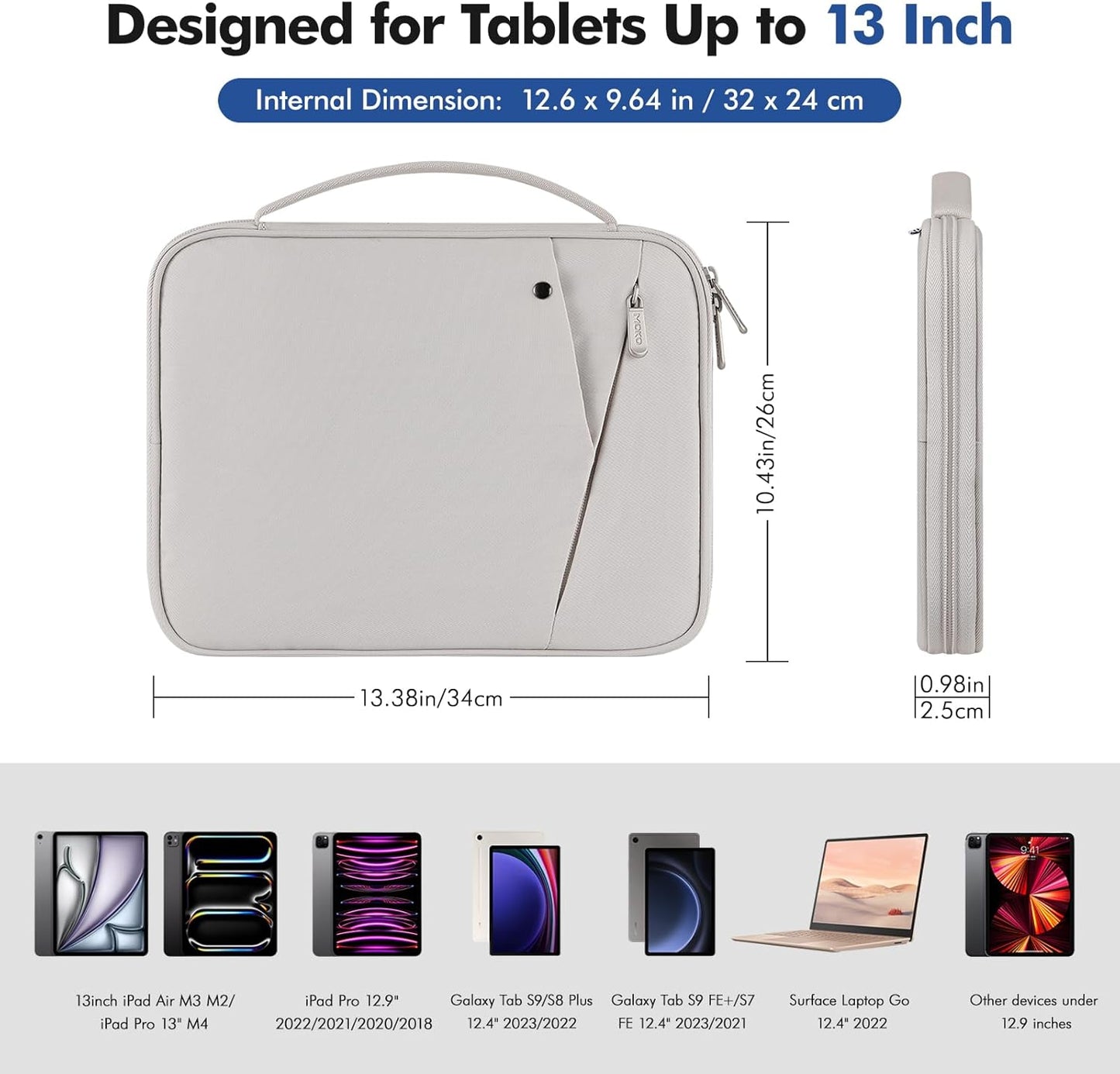 MoKo 9-11 Inch Tablet Sleeve Carrying Case with Handle, Padded Protective Travel Bag for New 11-inch iPad Air 4 2026/Pro M5/ A16, iPad 10th/Air 5/4th 10.9, i-Pad 9/8th 10.2,Tab S9/S8 11, Black