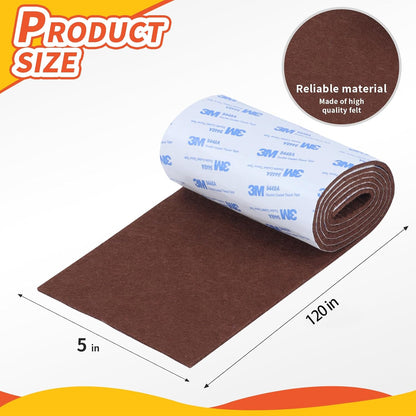 Felt Furniture Pads, Non Slip Self Adhesive Cuttable Felt Tape Black Heavy Duty Felts Strip Roll for Protecting Hardwood Floors Chair Wall Protector (40 x 5 x 0.12 Inch)
